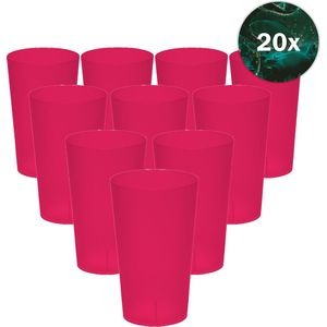 Hardcups - Kunststof Bekers - Plastic Bekers - Kunstof Glazen - Plastic Glazen - 25cl - Roze - 20 Stuks