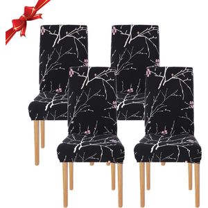 My Ninki ® Elegante en Rekbare Stoelhoezen Set van 4 voor Eetkamerstoelen, Moderne Bloemenprint