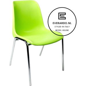 Kantinestoel Helene Limegroen - verchroomd onderstel kantinestoel stapelstoel kuipstoel vergaderstoel tuinstoel kantine stoel stapel stoel tuin stoel kantinestoelen stapelstoelen kuipstoelen arenastoel schoolstoel bezoekersstoel Everardo