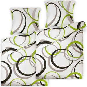 Beautissu dekbedovertrek tweepersoons – Renforcé katoen beddengoed grijs ornamenten – 2 stuks dekbedovertrekken 135x200 cm & 2 stuks kussensloop 80x80 cm – Nina