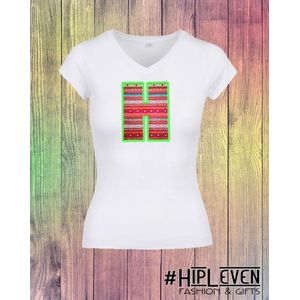 Shirt met Ibizastijl print ""H"" | Wit/ 4XL (50-52)