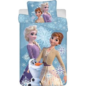 Disney Frozen Dekbedovertrek - "" White Snowflake"" - 140 x 200 cm + 60 x 80 cm - Eenpersoons - 100% Katoen