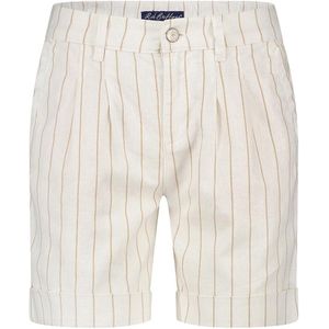Red Button Broek Cleo Short Cotton Linen Stripe Srb4574 Dark Sand Dames Maat - W34