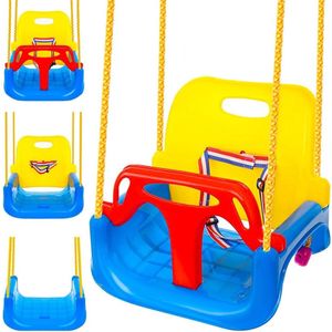 Kinderschommel 3-in-1 met rugleuning en veiligheidsgordel - voor binnen en buiten