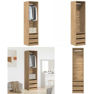 vidaXL Kledingkast 50x50x200 cm bewerkt hout artisanaal eikenkleurig - Kledingkast - Kledingkasten - Klerenkast - Garderobekast