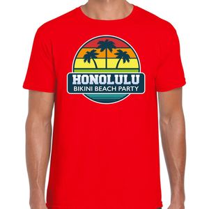 Honolulu zomer t-shirt / shirt Honolulu bikini beach party voor heren - rood - Honolulu beach party outfit / vakantie kleding / strandfeest shirt XL