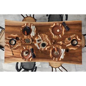 Ronde placemats - Onderlegger - Placemats rond - Marmer print - Gouden - Bruin - 10 stuks
