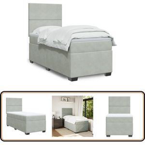 vidaXL Boxspring met Matras 80x200 cm Lichtgrijs Boxspring - Tweepersoonsbed - Grijs - Velvet - Matras