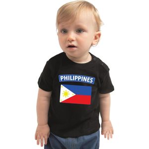 Philippines baby shirt met vlag zwart jongens en meisjes - Kraamcadeau - Babykleding - Filipijnen landen t-shirt 68