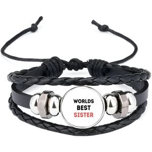 Akyol - worlds best sister armband zwart - Zus - de beste zus - verjaardagscadeau - verjaardag - cadeau - cadeautje voor zus - zus artikelen - kado - geschenk - gift