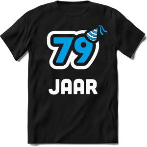 79 Jaar Feest kado T-Shirt Heren / Dames - Perfect Verjaardag Cadeau Shirt - Wit / Blauw - Maat 7XL