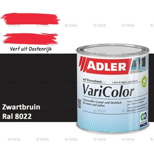 ADLER Varicolor Lakverf RAL 8022 - Zwartbruin 375 ml – 2-in-1 Houtverf, Metaalverf en Kunststof Lak voor Binnen & Buiten