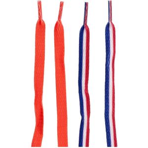 Folat - Schoenveters oranje en rood, wit, blauw - 2 setjes - 91 cm