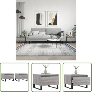 vidaXL Salontafels 2 st - Grijs Sonoma Eiken Salontafel - Bijzettafels - Houten Tafel - Grijze Salontafel - Metaal Poten