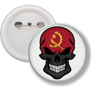 Button Met Speld - Schedel Vlag Angola
