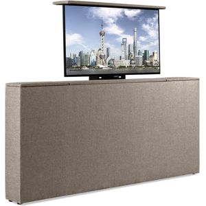Bedonderdeel - Soft bedden TV-Lift meubel Voetbord - Max. 32 inch TV - 90 breed x85x21 - Lederlook Taupe