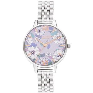Olivia Burton Groovy Blooms Rosegold & Silver Bracelet - Dameshorloge - OB16AN05 - RVS horlogeband - Zilver - Rosegoud - 34 MM