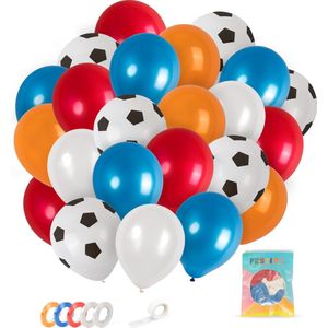 Festivz 50 stuks Rood Wit Blauw Oranje Voetbal Ballonnen – Decoratie – Feestversiering – Rood - Wit - Blauw - Oranje - Latex - Oranje - Orange Latex - Nederlands Elftal - Feest - Voetbal - Koningsdag