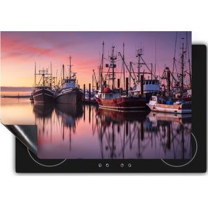 Chefcare Inductie Beschermer Schepen in de Haven - Boten - 80x55 cm - Afdekplaat Inductie - Kookplaat Beschermer - Inductie Mat