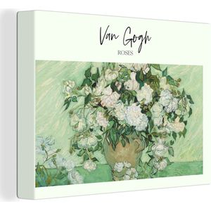 Canvas - Canvas schildersdoek - Van Gogh - Rozen - Bloemen - Vaas - Muurdecoratie - Oude meesters - 120x90 cm