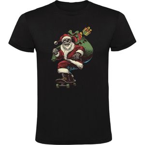 Kerstman Skelet Skateboard Heren T-shirt - Foute Kersttrui - Fout kerst shirt - Kerstmis