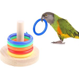 Interactief Vogelspeelgoed: Stokje met 5 Ringen voor Papegaaien en Vogels
