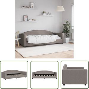 The Living Store Slaapbank 80x200 cm stof taupe - Slaapbank - Daybed - Tweepersoonsbed - Lounge Sofa - Stoffen Bank
