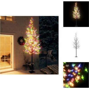 vidaXL Kunstkerstboom 300 cm - Kersenbloesem - LED - Flexibele takken - Metalen voet - Dimadapter - Voor binnen en buiten - IP44 - 600 lampjes - Zwart - Decoratieve kerstboom