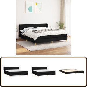 vidaXL Boxspring - Zwart - 160x200 cm - Inclusief Matras Boxspringbed - Pocketveer Matras - Middenhard - Slaapkamer Meubilair - Tweepersoons Bed