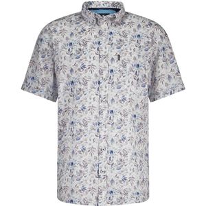 State Of Art Short Sleeve Poplin Overhemd Beige Blauw - Maat 3XL - Heren - Overhemden Casual