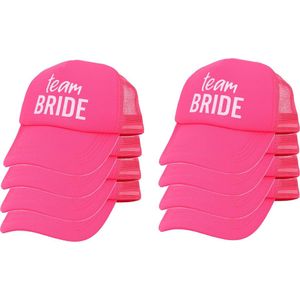 Boland Vrijgezellenfeest baseballcap/petje - 8x - Team Bride - roze - dames - polyester