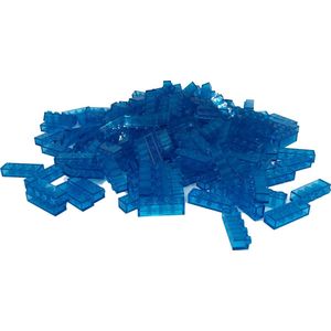 100 Bouwstenen 1x4 | Transparant Blauw | Compatibel met Lego Classic | Keuze uit vele kleuren | SmallBricks