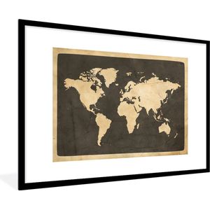 Fotolijst incl. Poster - Wereldkaart - Vintage - Marmer - 90x60 cm - Posterlijst