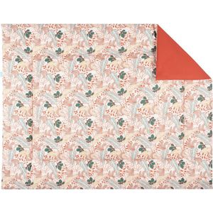 BINK Bedding Boxkleed Pien 80 x 100 cm - vulling fiberfill 400 grams - speelkleed - parklegger - katoen - tweezijdig - bloemen - oranje - geel - groen