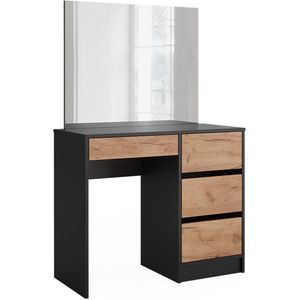 Vicco Sherry Toilettafel – 90 cm met spiegel Antraciet/gouden eik met spiegel