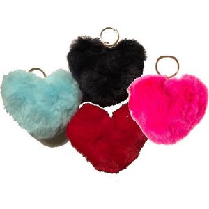 Sleutelhanger Pompon Hart - set van 4 kleuren - Pluizige & zeer zachte Pompom Valentijnsdag