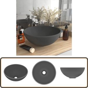 vidaXL Keramische Wastafel Mat Donkergrijs 32,5x14 cm Badkamermeubel - Wastafel - Keramische Wastafel - Ronde Wastafel - Donkere Wastafel