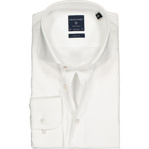 Profuomo slim fit overhemd - mouwlengte 72 cm - twill - wit - Strijkvrij - Boordmaat: 39