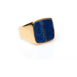 Marenca Gouden Heren Zegelring met Lapis Lazuli (L)