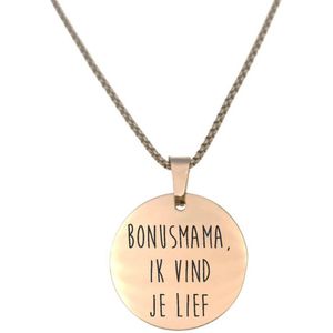 Ketting RVS - Rond - Rosegoud - Bonusmama Ik Vind Je Lief