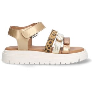 Braqeez 425420-737 Meisjes Platte Sandalen - Goud - Leer - Klittenband