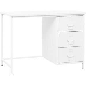 vidaXL Bureau - Bureaus - Schrijftafel - Schrijfbureau - Bureau industrieel met lades 105x52x75 cm staal wit