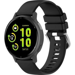 Strap-it Siliconen classic bandje - geschikt voor Garmin Venu / Venu SQ / SQ 2 / Venu 2 Plus / Vivoactive 3 / Vivoactive 5 / Vivomove (HR - Style - Luxe - Sport) / Forerunner 245 / 645 / 165 / 55 - zwart