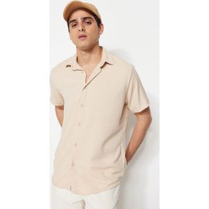Trendyol Marineblauw Regular Fit Korte Mouw Zomer Getextureerd Crêpe Breisel Shirt Tmnss23Go00055