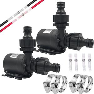 Pack of 2 Brushless Submersible Water Pump 12 V - 800 L/H 5m - Fountain, Water Circuit, Aquariums