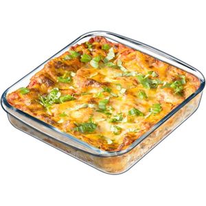 Ovenschaal glas, lasagne ovenschaal, kleine ovenschaal, transparant, 21 x 21 x 5 cm (1,6 l)