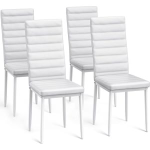 Bealife TB40C Stoelen Set voor 4 - Moderne Eetkamer Stoelen Set met PU Leer -Huis Meubilair -41x39x96cm- Wit