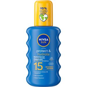 NIVEA SUN Protect & Hydrate Zonnebrand Spray - SPF 15 - Zonnespray - Beschermt en hydrateert - Met Vitamine E - 200 ml