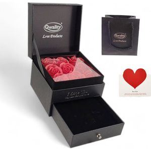 Rozen in Luxe Giftbox met Sieradenlade - Moederdag - Cadeau voor vriendin moeder haar – Qwality
