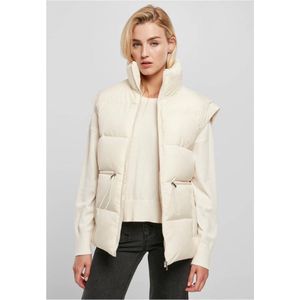 Urban Classics - Waisted Puffer Vest Mouwloos jacket - S - Ivoorkleurig